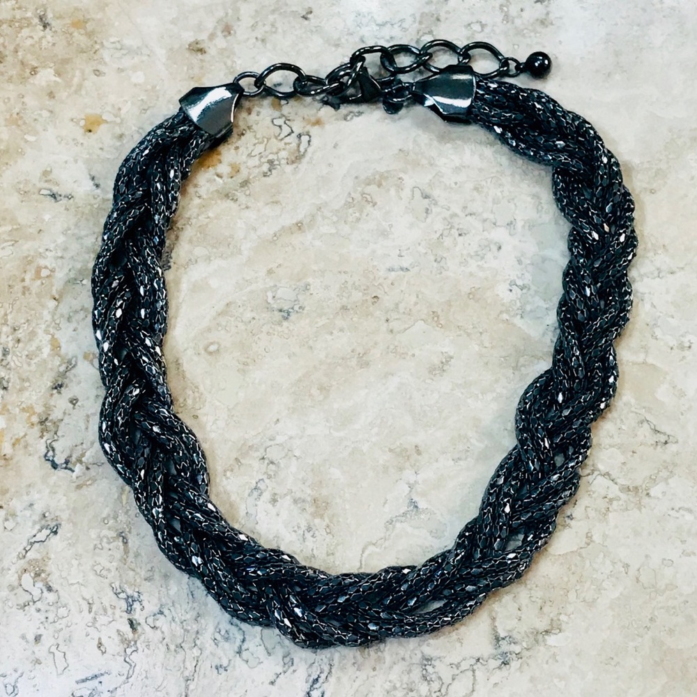 Express braided chain mesh necklace gunmetal